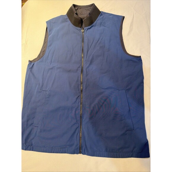 Untuckit Vest Mens Medium Blue/grey Lightweight Zip Front Casual Reversible Golf - Picture 4 of 9
